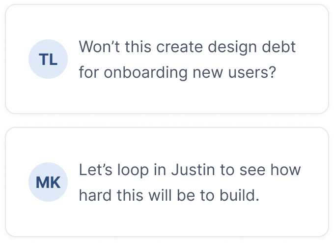 Team comments on trade-offs